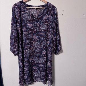 Garnet Hill silk foral long sleeve button dress Size 8